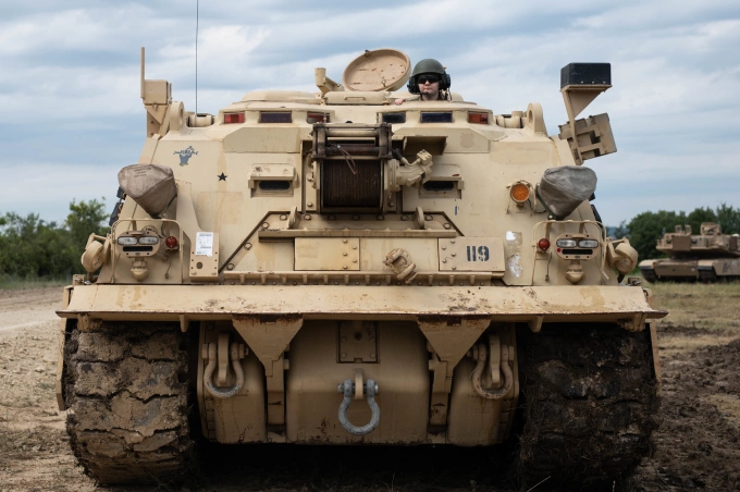 U.S. Military Recovery Vehicle Gets Stuck in Lithuanian Swamp