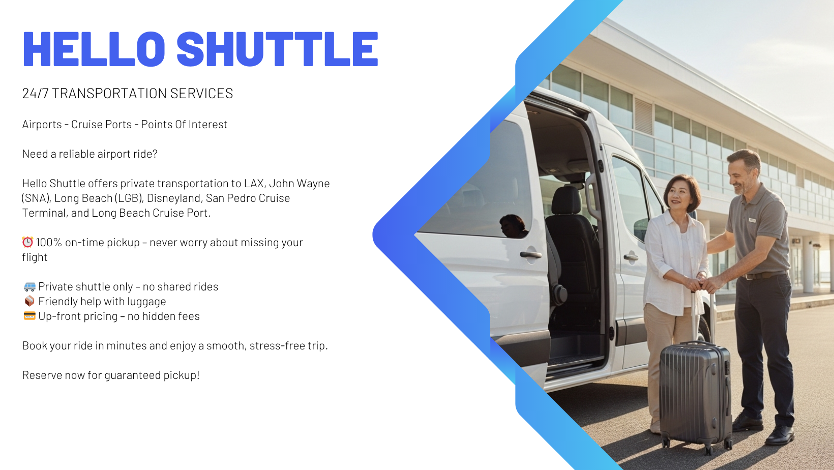 Private Airport Shuttle in Southern California | LAX, SNA, LGB, Disneyland